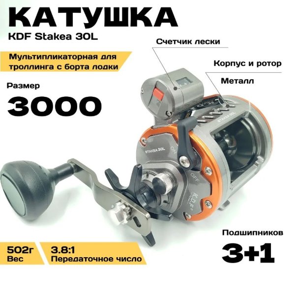 Изображение Катушка мультипликаторная K.D.F Stakea 30L
