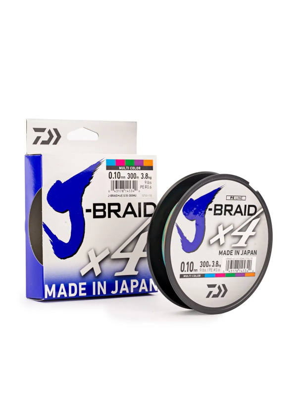 Изображение Плетеный шнур 4x Daiwa J-Braid 300м 0.10мм Multi Color