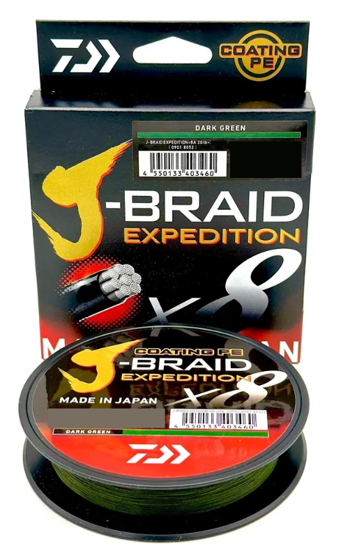 Изображение Плетеный шнур 8x Daiwa J-Braid Expedition 150м 0.13мм Dark Green