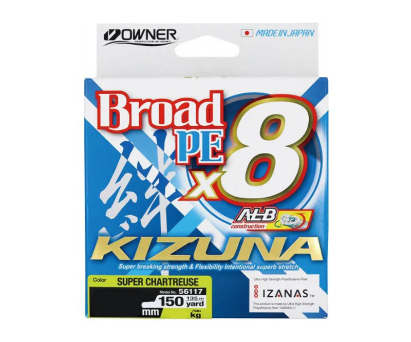Изображение Плетеный шнур 8x Owner Kizuna 150м 0.10мм Super Chartreuse