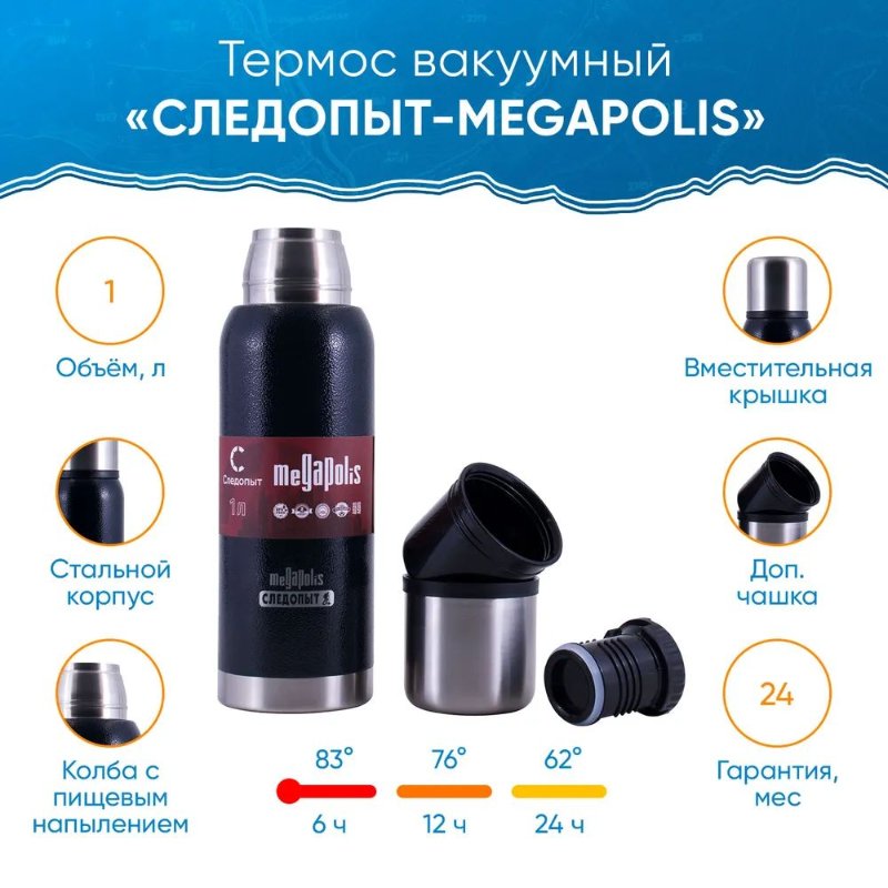 Изображение Термос Следопыт Megapolis 1.0л